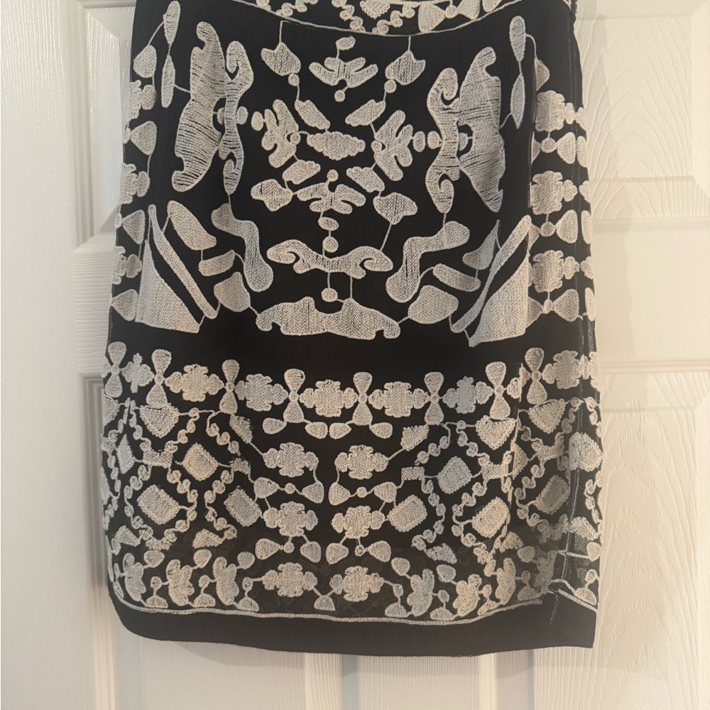 Black and White Embroidered Greylin Skirt